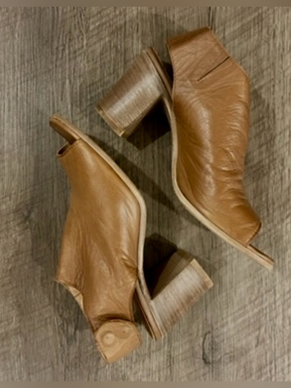 BUENO Tan Open-Toe Block Heel Mule